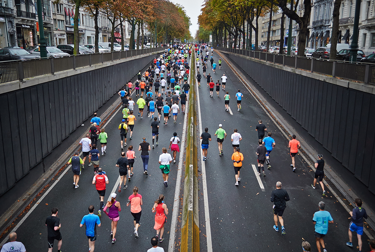 Runners taking part in a road race